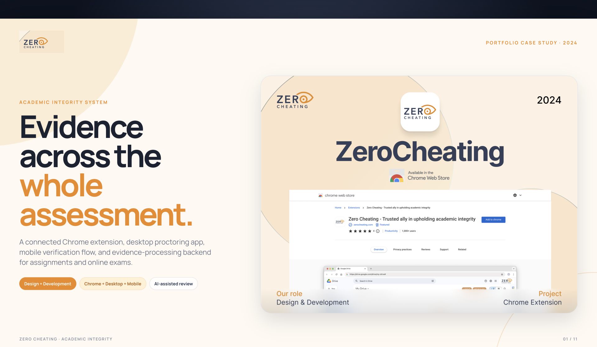 Zero Cheating portfolio case study cover